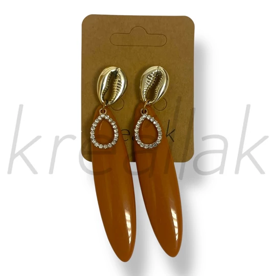 Karamell leveles-kagyló fülbevaló