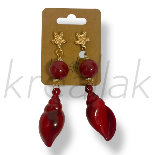 Bordó kagylós fülbevaló