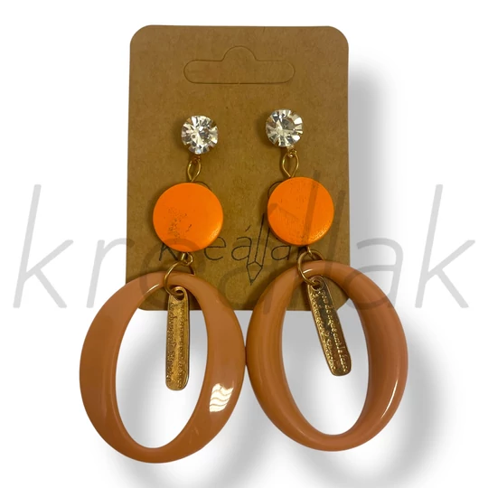 Narancs plasztik-fa fülbevaló