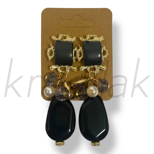 Fekete gyöngyös fülbevaló