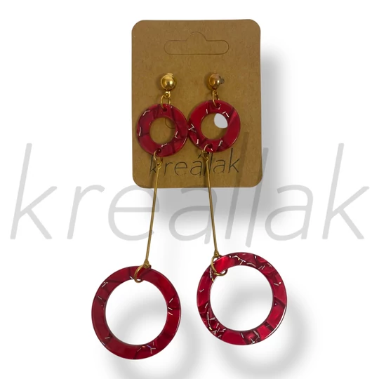 Piros plasztik karikás fülbevaló