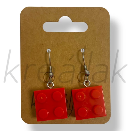 Piros építő kocka fülbevaló