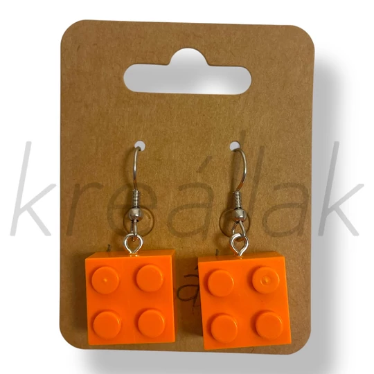 Narancs építő kocka fülbevaló