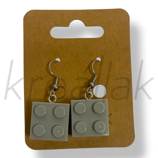 Szürke építő kocka fülbevaló