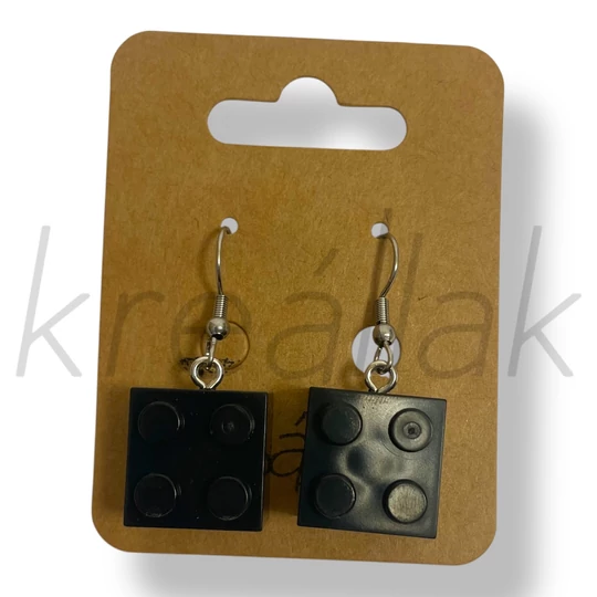 Fekete építő kocka fülbevaló
