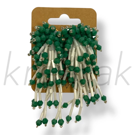 Zöld gyöngyös fülbevaló