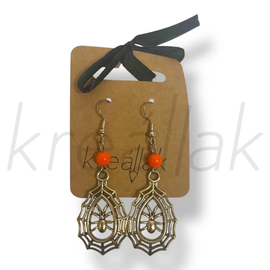 Ezüst színű pókos fülbevaló