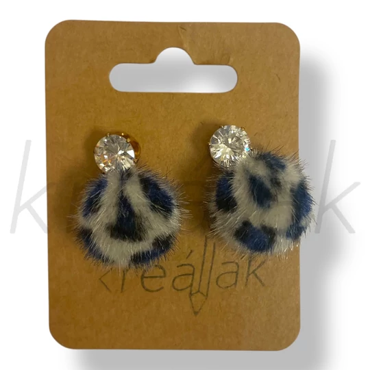 Kék szőr gömb fülbevaló