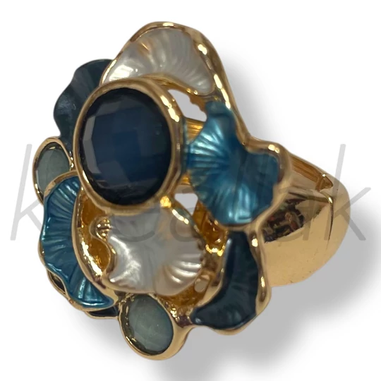 Kék köves virág gyűrű