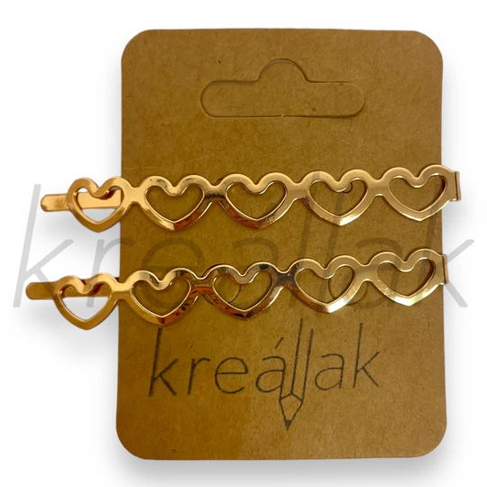 Hajcsat - Arany színű szíves hajcsat