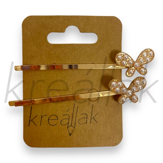 Hajcsat - Arany hajcsat köves pillangóval