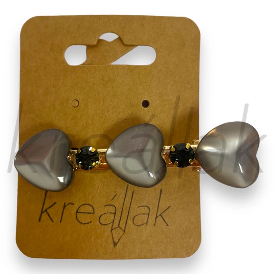 Hajcsipesz - Szürke plasztik szíves hajcsipesz