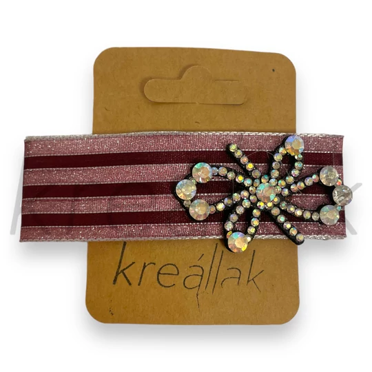 Hajcsat - Csíkos textiles bordó hajcsat