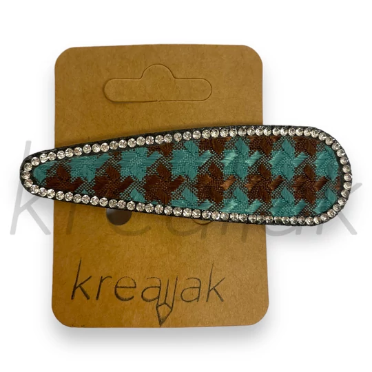 Hajcsat - Kék-barna tyúklábmintás hajcsat