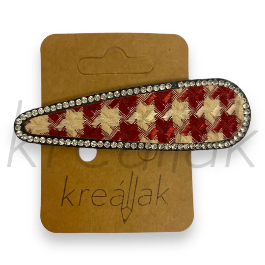 Hajcsat - Bordó-beige tyúklábmintás hajcsat