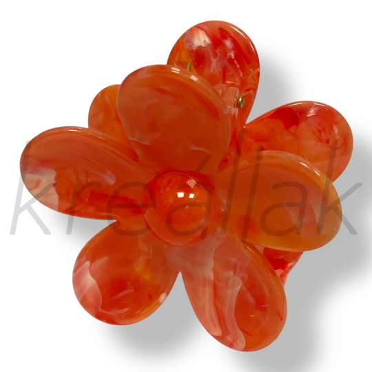 Narancs márvány virág hajcsat