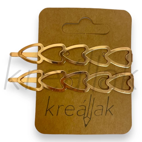 Hajcsat - Arany színű nagy szíves hajcsat szett