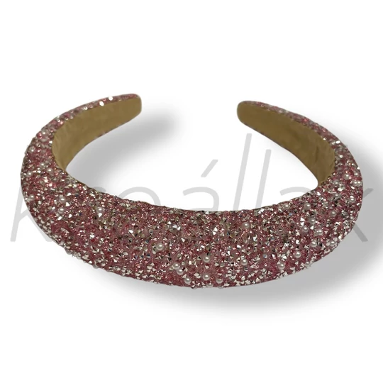 Rózsaszín köves vastag hajpánt