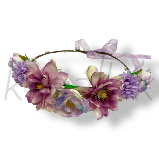 Lila virágos hajkoszorú
