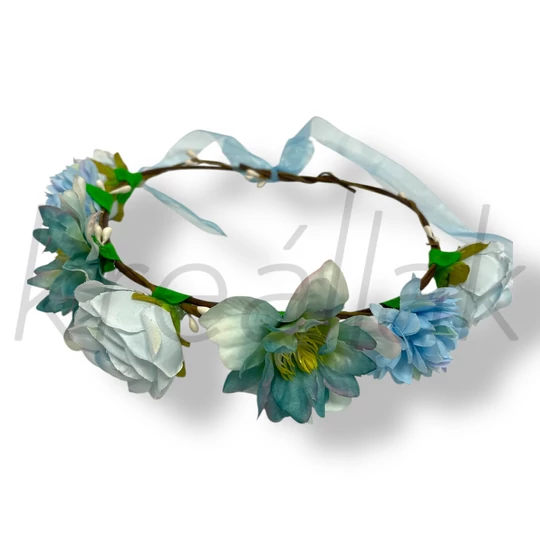 Kék virágos hajkoszorú