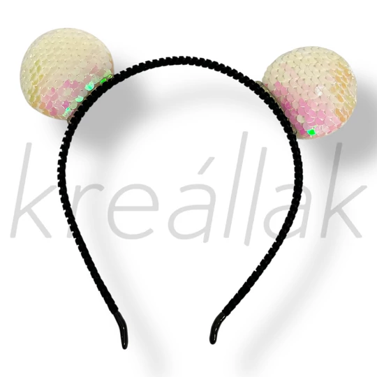 Fehér flitteres bársony hajpánt 