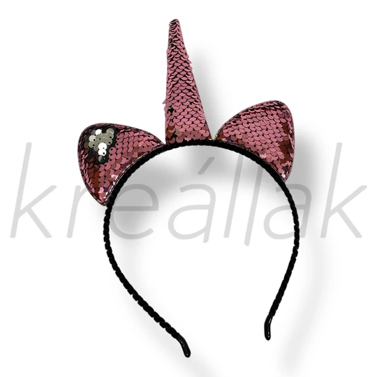 Rózsaszín flitteres unikornis hajpánt 