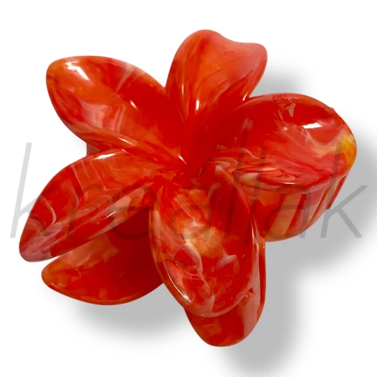 Piros márványos virág hajcsat