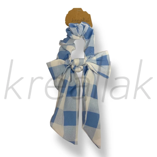 Kék kockás masni hajgumi