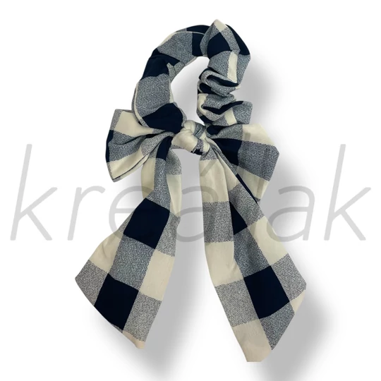 Kék kockás masni hajgumi