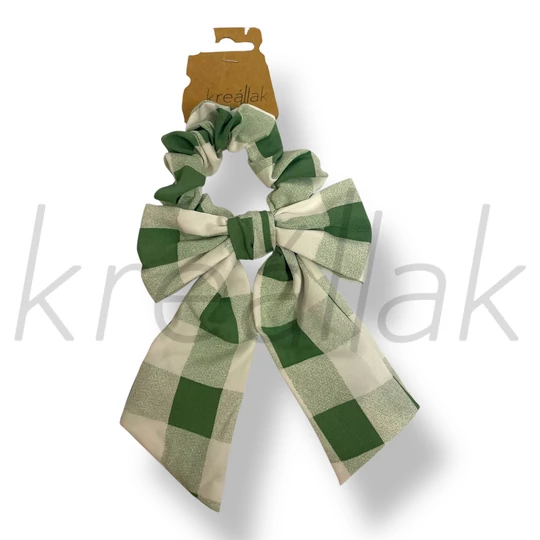 Zöld kockás masni hajgumi