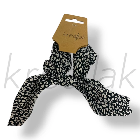 Fekete ocelot mintás masni hajgumi