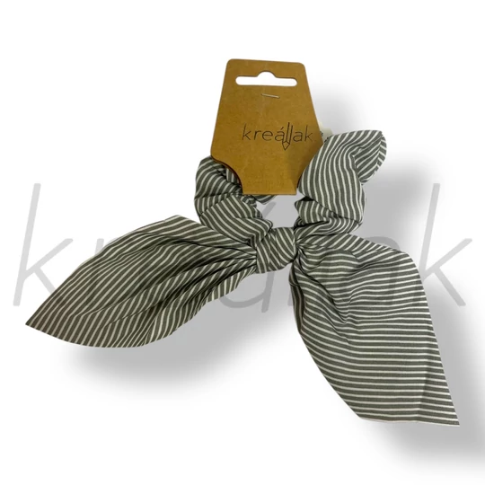 Szürke-fehér csíkos masni hajgumi