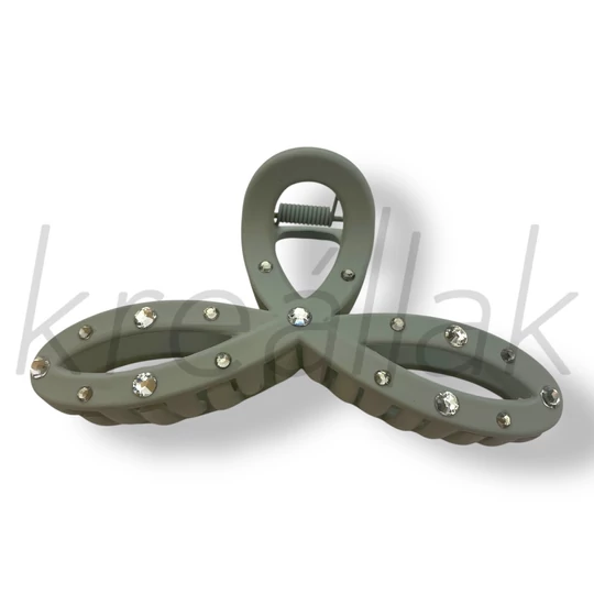 Khaky zöld köves masni hajcsat