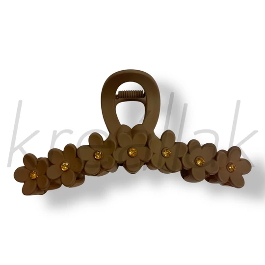 Barna virág köves hajcsat