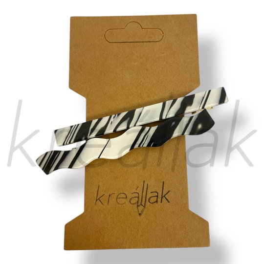 Fekete-fehér mintás hajcsat szett