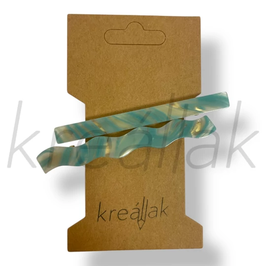 Türkízkék mintás hajcsat szett