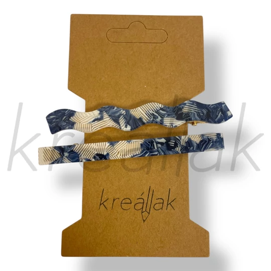 Kék mintás hajcsat szett