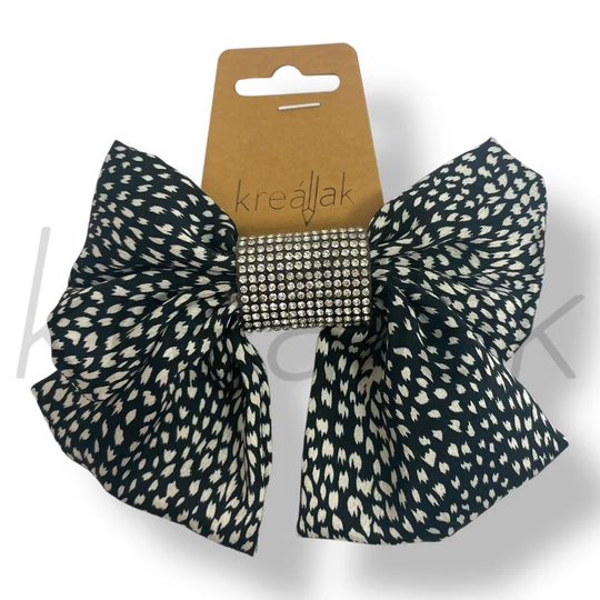 Fekete -fehér mintás masni hajcsat