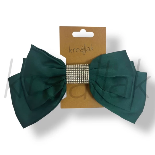 Zöld strasszos masni hajcsat 