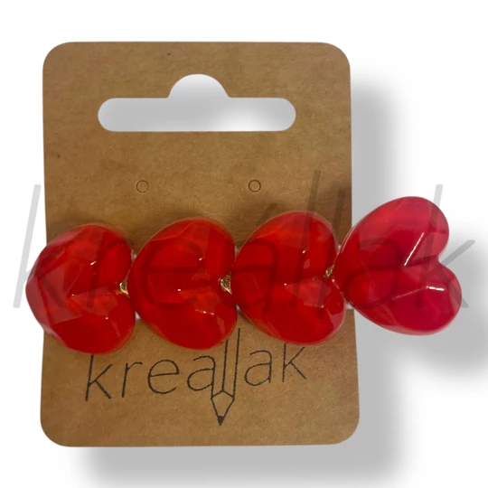 Piros szív hajcsipesz