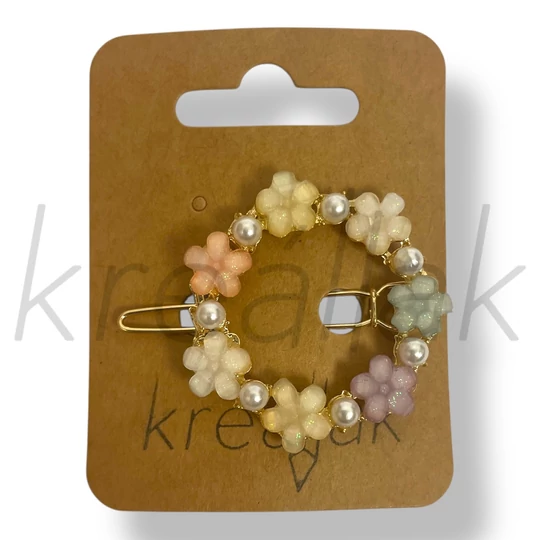 Kör virágos színes hajcsat