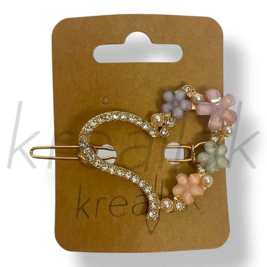 Virágos szív hajcsat