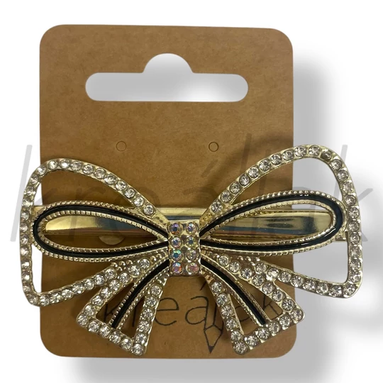 Nagy ezüst színű köves masni hajcsipesz 