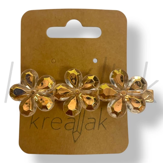 Arany színű virágos hajcsipesz