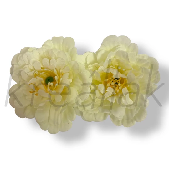 Törtfehér sárga bibés virág hajcsipesz,kitűző szett