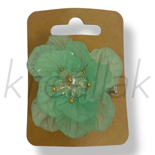 Zöld plasztik virág hajcsipesz 