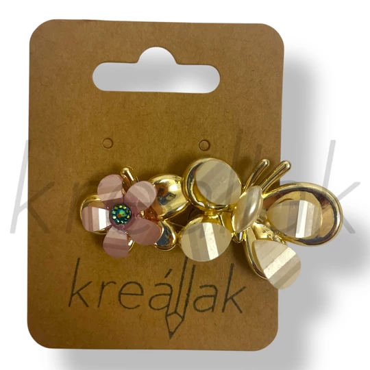 Arany színű lila virágos hajcsipesz 