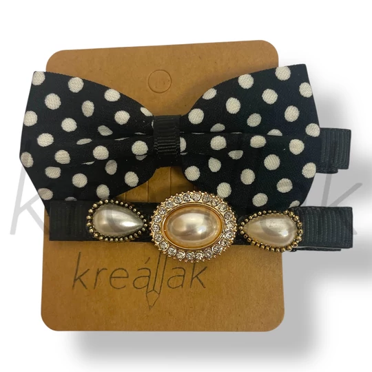 Fekete pöttyös hajcsipesz szett 