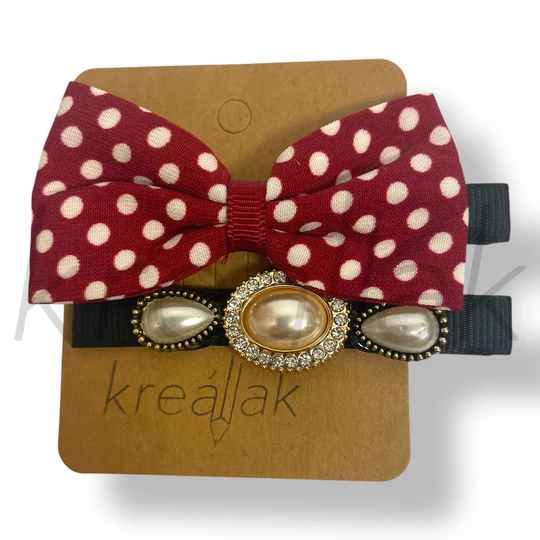 Bordó pöttyös hajcsipesz szett 