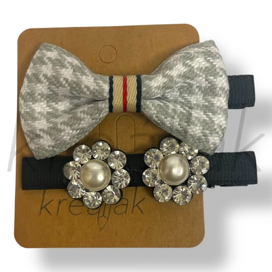 Szürke tyúkláb mintás hajcsipesz szett 